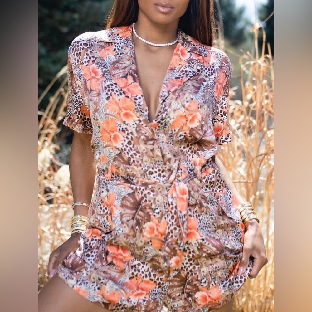 Floral Animal Print Jumpsuit